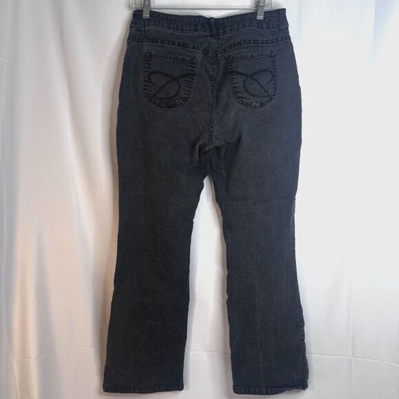 Chicos Platinum Denim Faded Black Ultimate Fit Barely Flare Leg Jeans 1.5 (10) - Picture 2 of 8